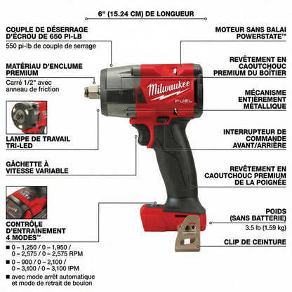 Milwaukee® Power Combo de 7 Herramientas sin cables + 2 Baterías 5.0Ah + Cargador + 2 Bolsas