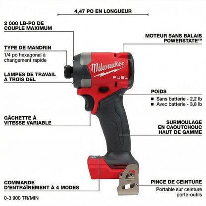 Milwaukee® Power Combo de 7 Herramientas sin cables + 2 Baterías 5.0Ah + Cargador + 2 Bolsas