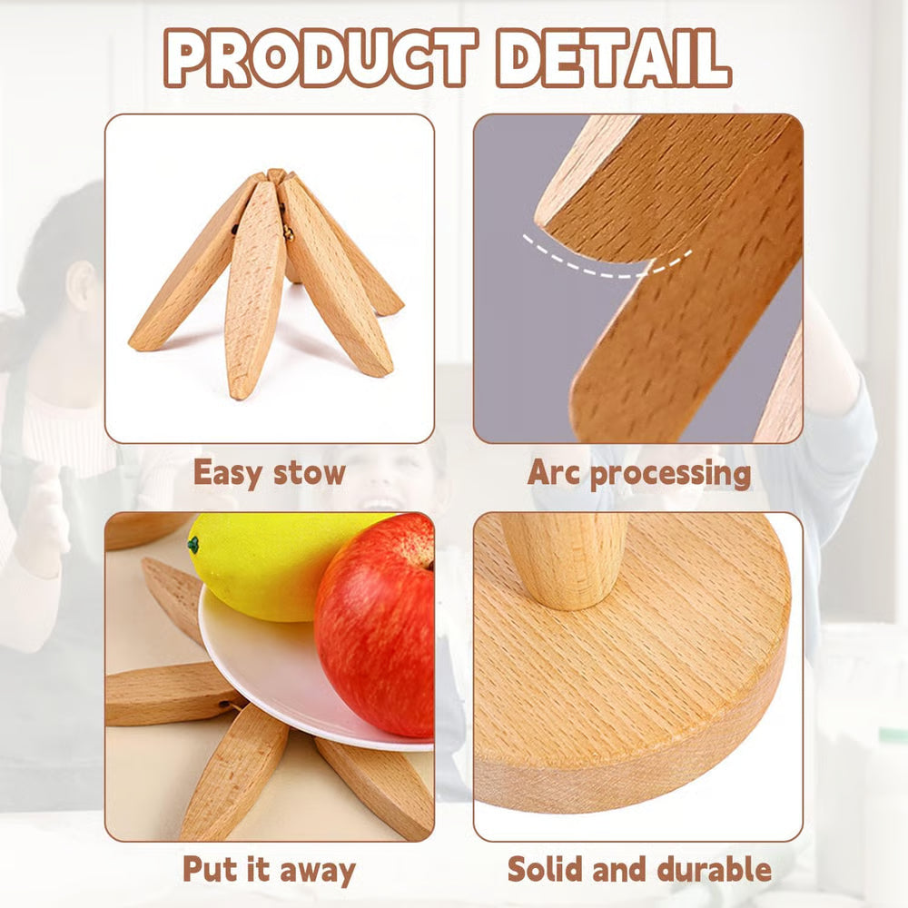 TreeLite Set® 🎄 4 Wooden Trivets + 1 Stand