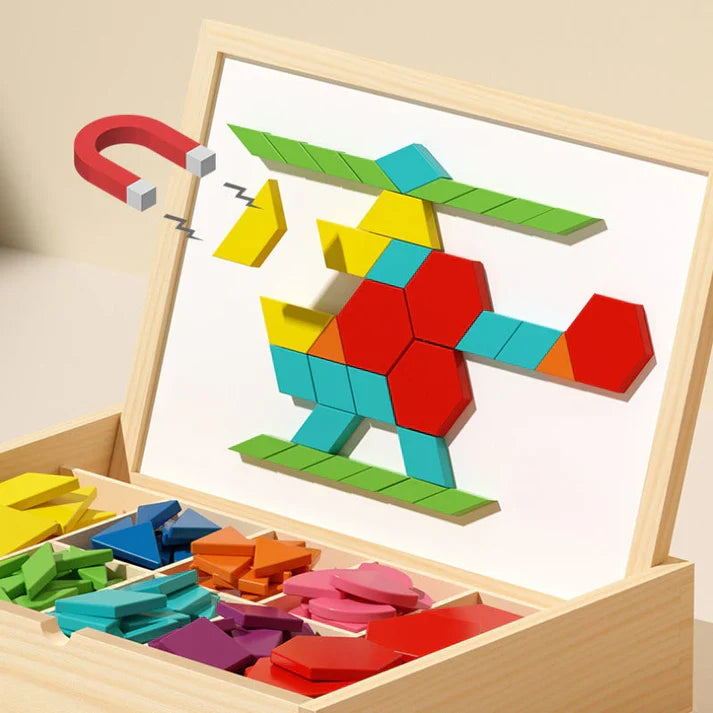 MagikBlocs® – Magnetic Wooden Puzzle (180-Piece Geometric Set)