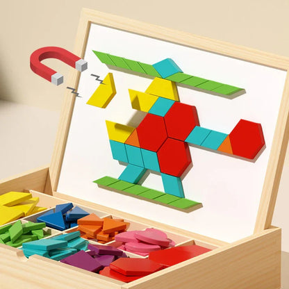 MagikBlocs® – Magnetic Wooden Puzzle (180-Piece Geometric Set)