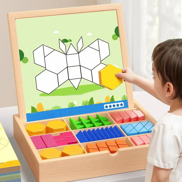 MagikBlocs® – Magnetic Wooden Puzzle (180-Piece Geometric Set)