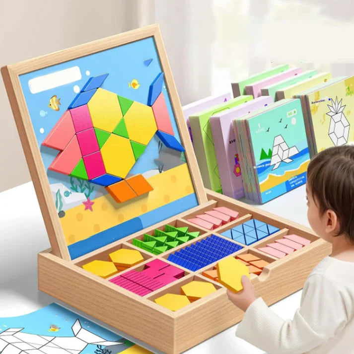MagikBlocs® – Magnetic Wooden Puzzle (180-Piece Geometric Set)