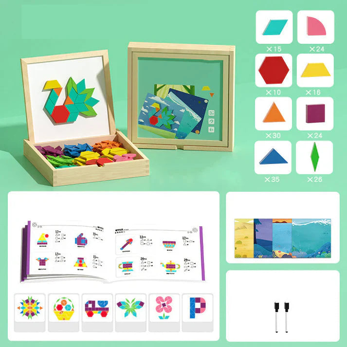MagikBlocs® – Magnetic Wooden Puzzle (180-Piece Geometric Set)