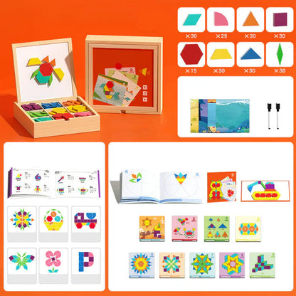 MagikBlocs® – Magnetic Wooden Puzzle (180-Piece Geometric Set)